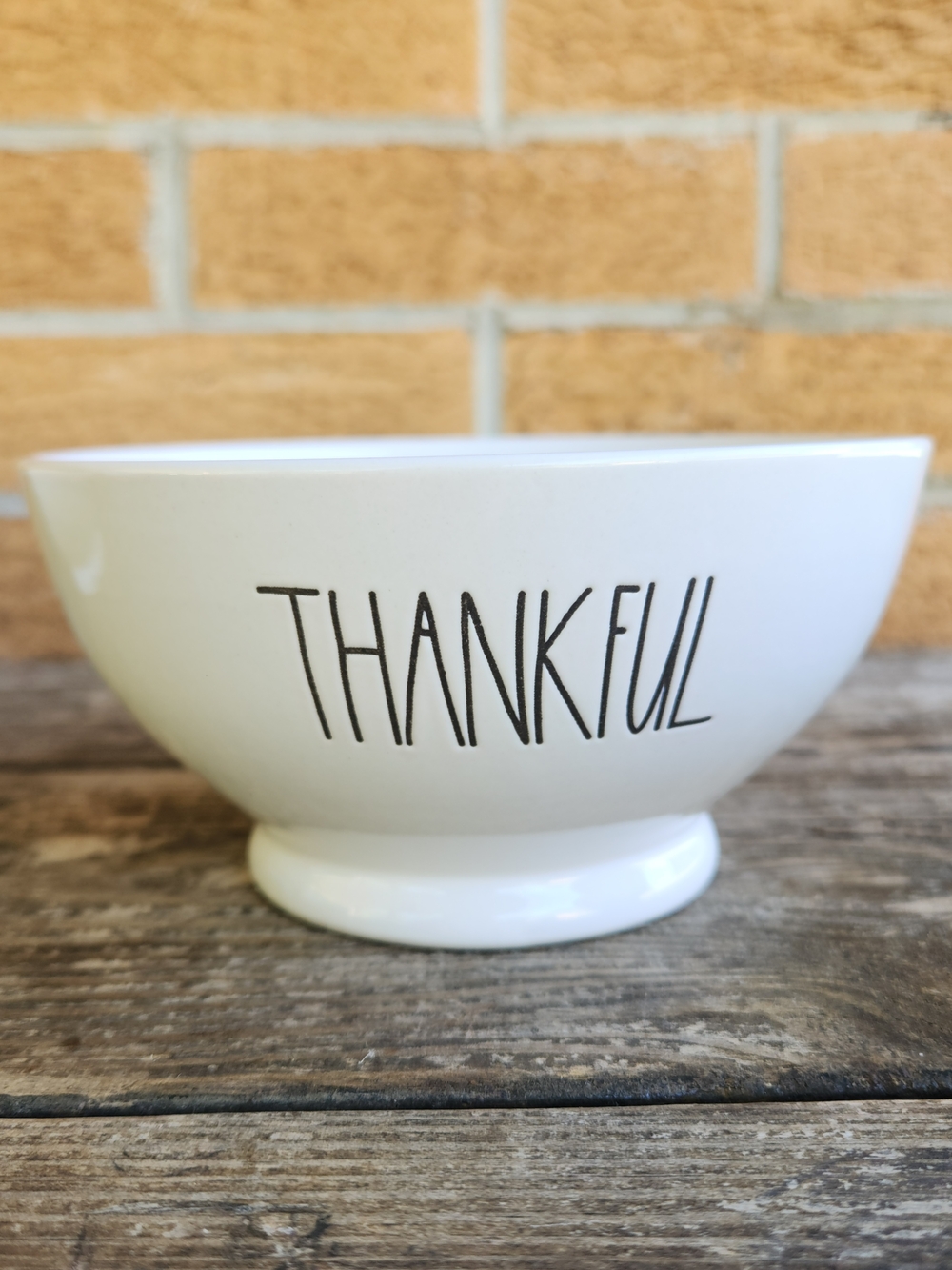 Rae Dunn White 'THANKFUL' Pedestal Serving Bowl